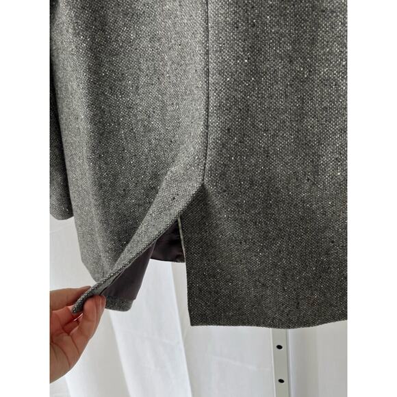 BANANA REPUBLIC Petite 8P Tipped Hack ing Jacket 2 Button Blazer Wool Blend Gray - Picture 5 of 8